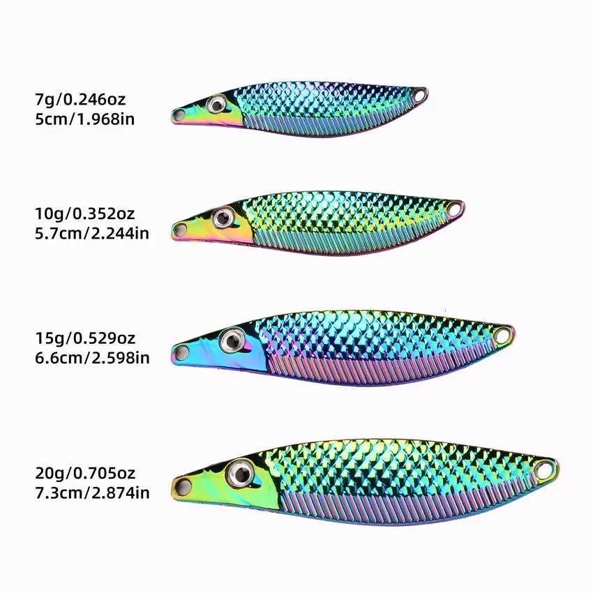 Aorace Metal VIB Leech Spinners Spoon Lures 7g-20g Artificial Bait With Feather Hook Night Fishing Tackle for Bass Pike Perch Z250717