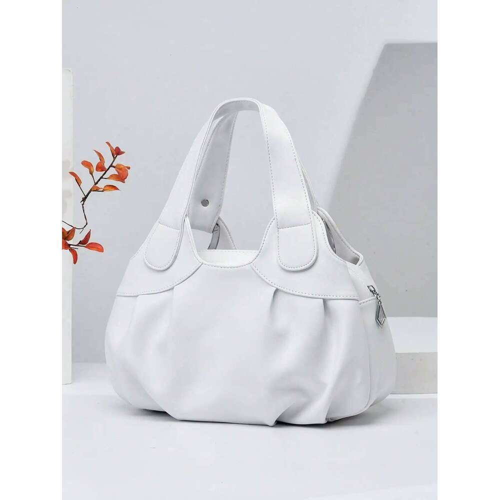Fashionable and minimalist shoulder solid color large capacity portable tote bag, essential for daily shopping