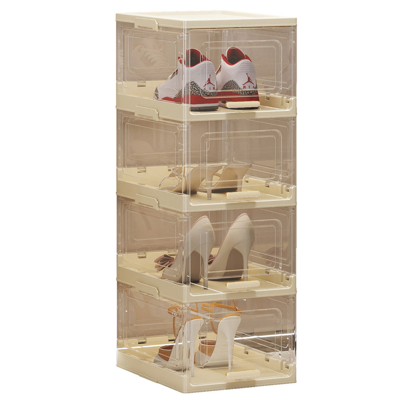 New Foldable Integrated Installation-Free Cabinet Storage Plastic Transparent Multi-Layer Dust-Proof Shoe Box