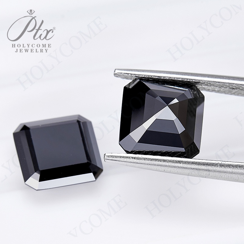 High Quality Asscher Cut 6x6mm~12x12mm 1ct to 10ct Moissanite Diamond Making Jewelry Black Lab Created Moissanite Gemstone with GRA Certificate