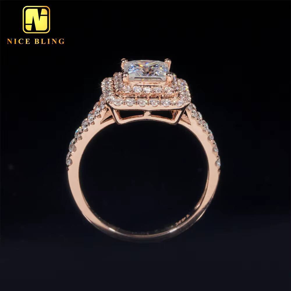 Wholesale Price Diamond Wedding Rings Women 14K Real Gold Princess Cut Ring VVS Moissanite Engagement Ring for Women