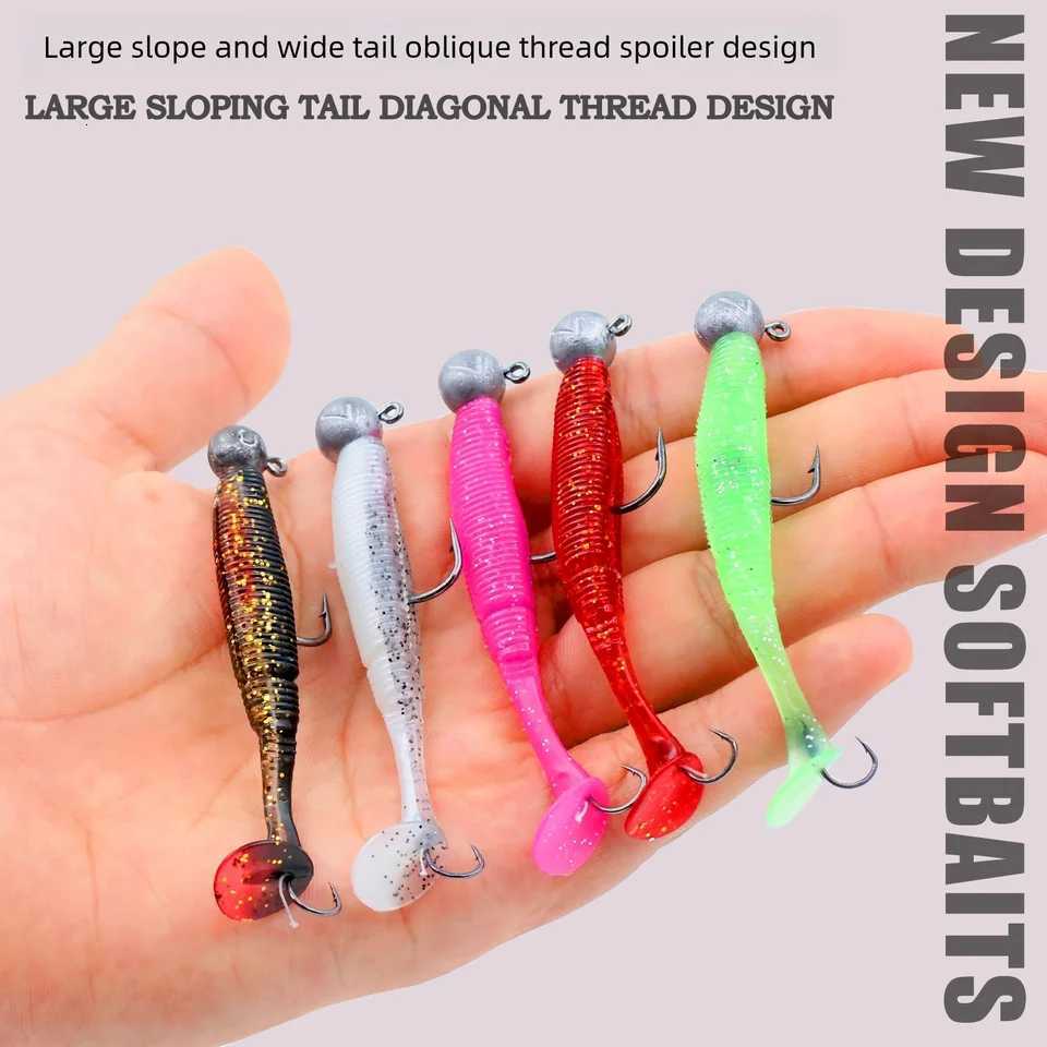 5Pcs Softbait Lure with Jig 3~10g PaddLE Tail Soft Plastic Lure Z250717