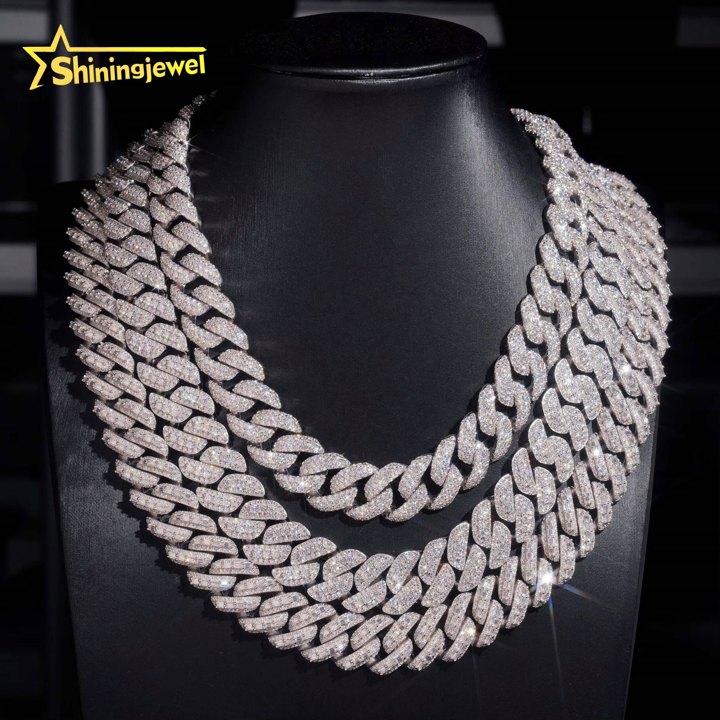 Factory High Quality Hip Hop Jewelry Iced Out VVS Moissanite Heavy 18mm 925 Silver Cuban Link Chain Necklace