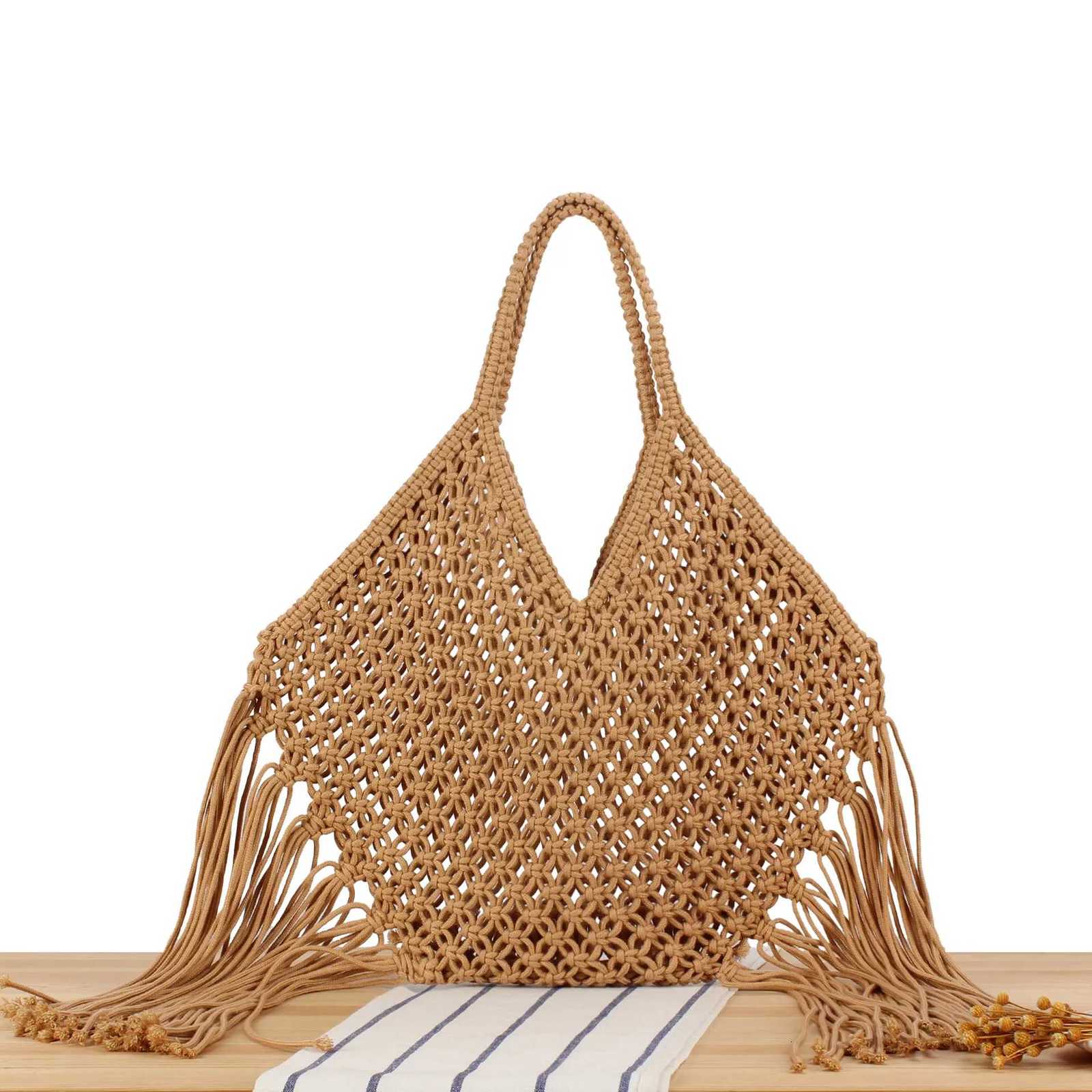 Summer 2025 StrAW Woven Tote Bag Large Capacity Casual Tassel Handbag FAshion Beach Travel Shoulder Bag for Women Z250717