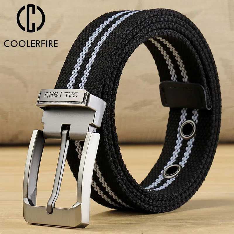 Mens Fabric Belt Canvas Belt for Drilled Webbing Casual Fashion Mens Trousers Belts Jeans Male Waist Belt Striped Strap HB072 W250717