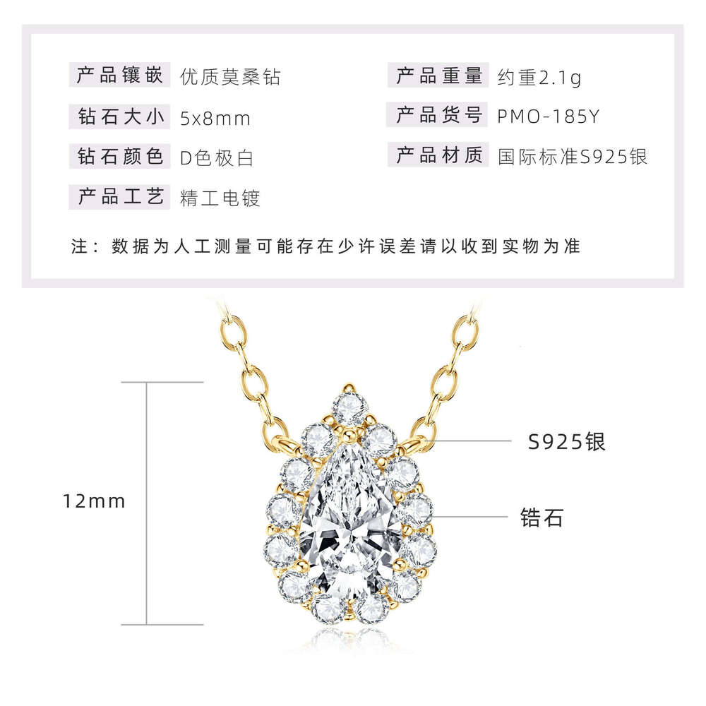 S Pure 1 fashion Moissanite Necklace For Women Fashion Classic Round Snowflake Sier Pendant Clavicle Chain F52