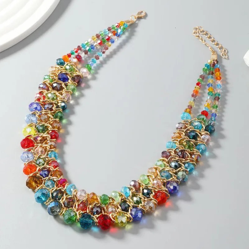 European American Choker Necklace Collar Vintage Alloy Handmade Multilayer Bead Necklace For Women Fashion Neck Jewelry Gift 250716