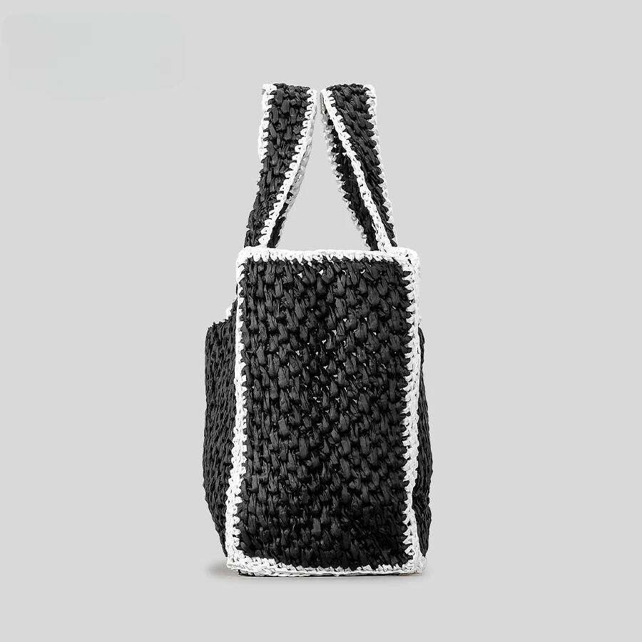 Fashion Hollow Out Straw Women Shoulder Bags Designer Letters Weave Lady Handbag Casual Handmade Summer Beach Large Tote Bag