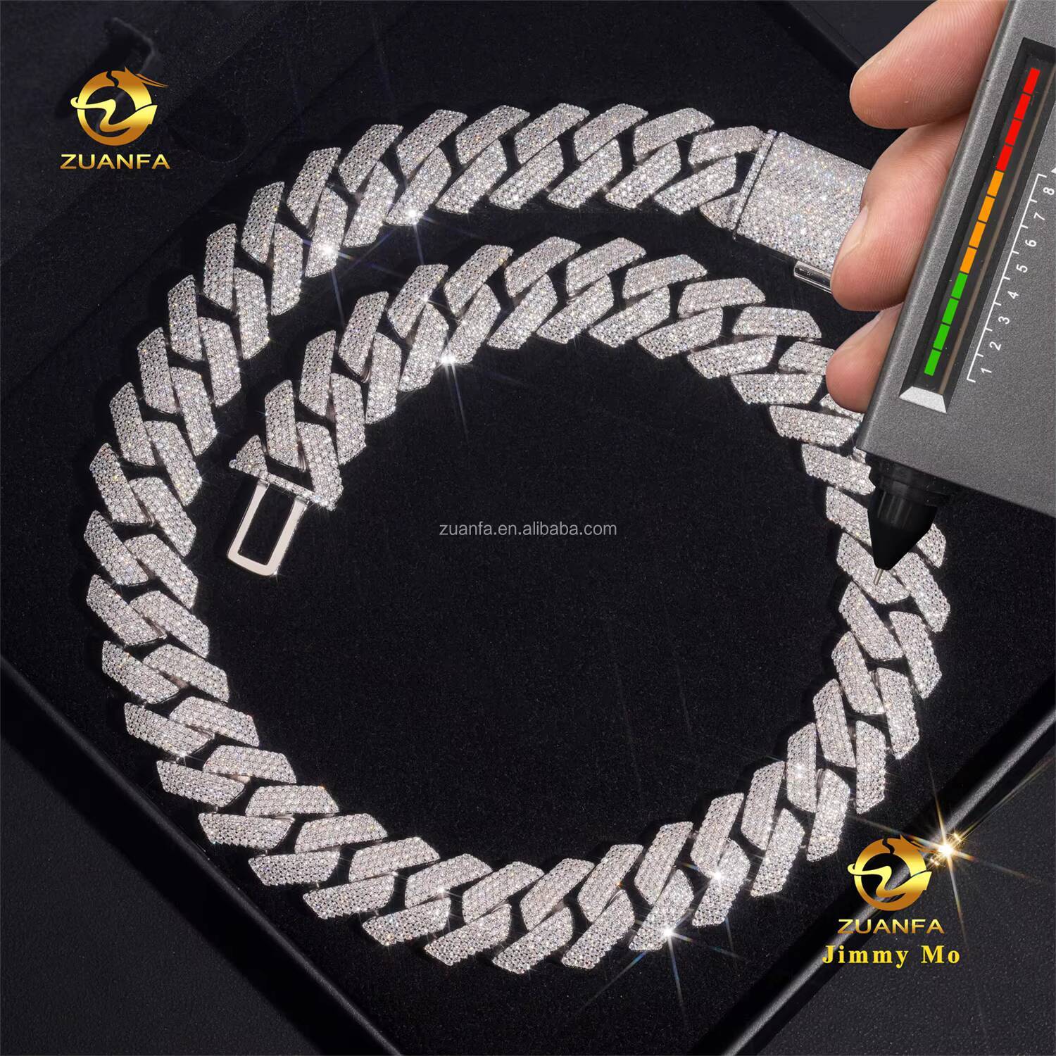 Customized Rapper High End Heavy 925 Solid Silver 20mm Big Guy 4Rows Iced Out Hip Hop VVS1 Moissanite Diamond Miami Cuban Link