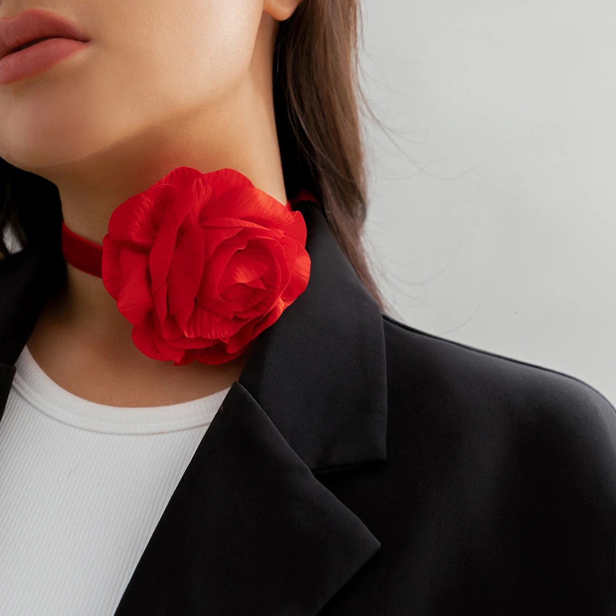 Elegant Long Flannelette with Big Flower Choker Necklace for Women Trendy Charms Wide Collar Fashion Jewelry Accessories 250716