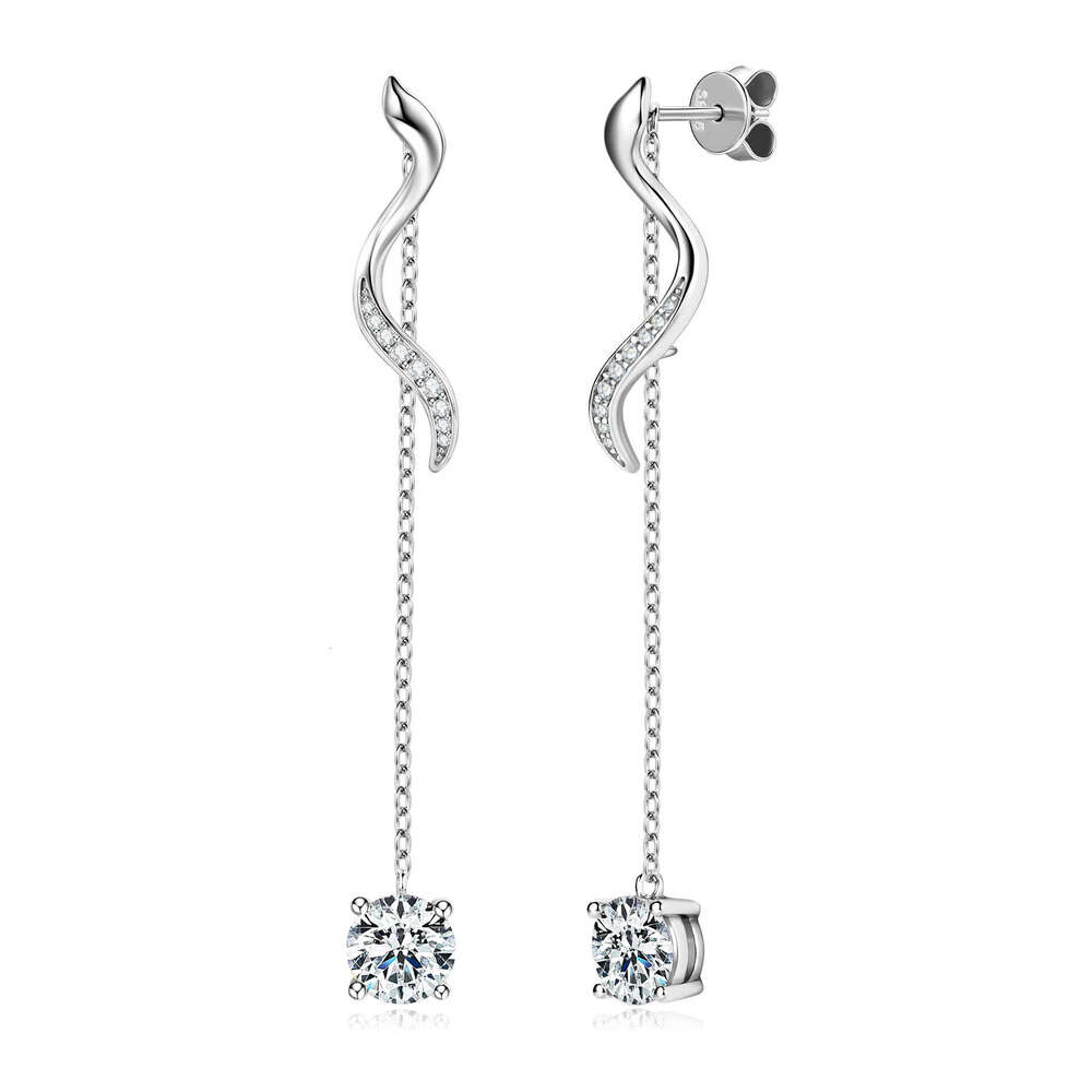 Fashion Long Tassel Niche Moissanite Earrings Elegant High-End Feel Pure Sier Ear Jewelry Gift For Best Friend C9e