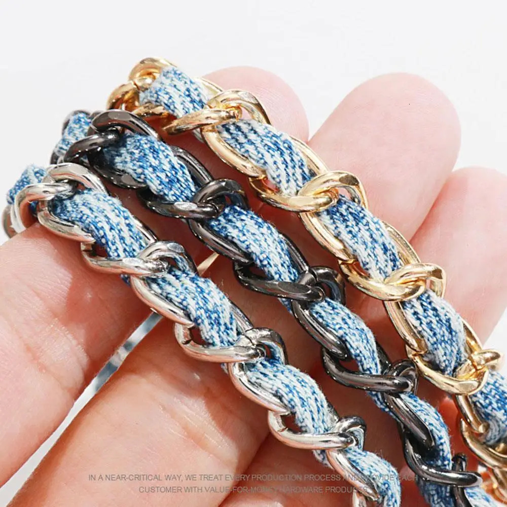 120cm Metal Aluminum Bag Chain Braided Denim Crossbody Bag Replacement Strap Hand-Woven Shoulder Handbag DIY Detachable Straps 250712