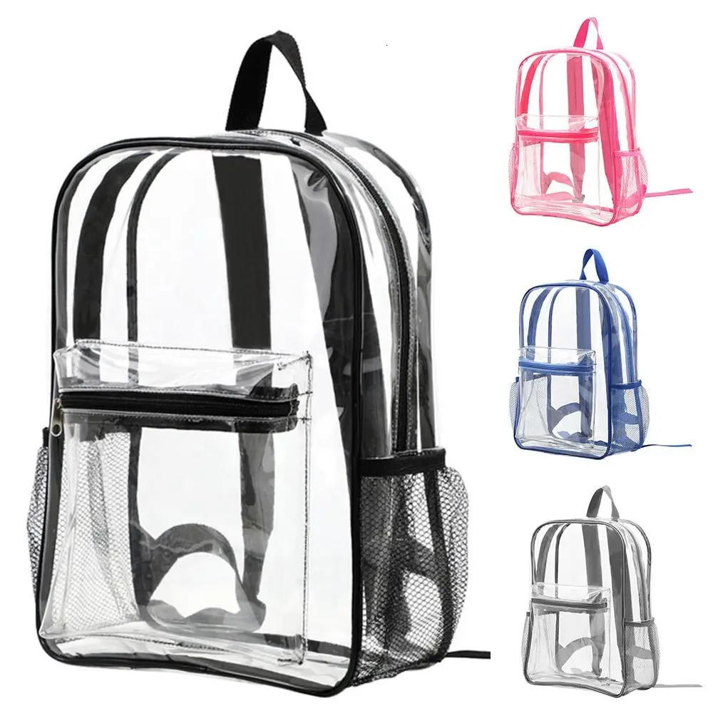 Transparent PVC Outdoor Sports Fitness Knapsack Casual Travel Visible Backpack Large Capacity Waterproof Shoulders Bag 250714