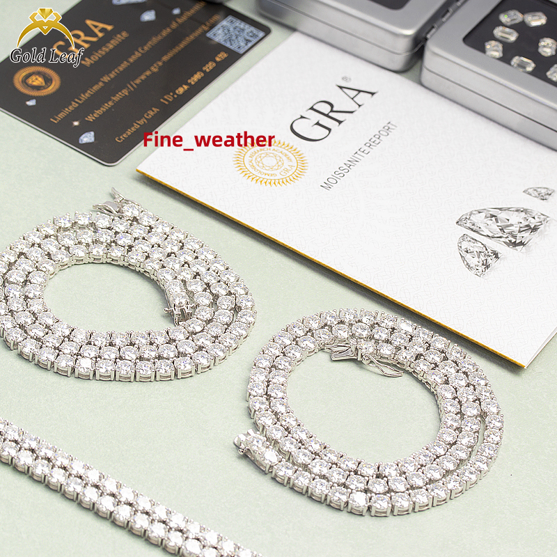 Goldleaf Fine Jewelry Hot Sale Classic 3mm-5mm D Color VVS Moissanite Bracelet 925 Sterling Silver Gift Moissanite Tennis Chain