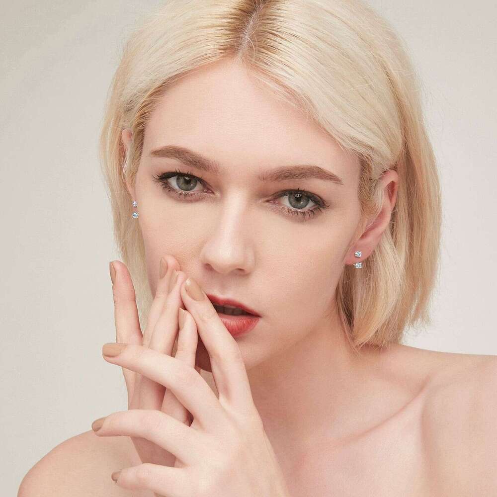 Fashionable Personality Double Wear Moissanite S Pure Sier Niche High-End Light Stud Earrings 87F