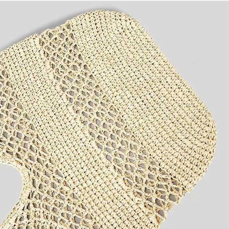 Summer beach straw woven shoulder bag womens fashionable hollow woven handbag portable large capacity casual tote bag Z250717