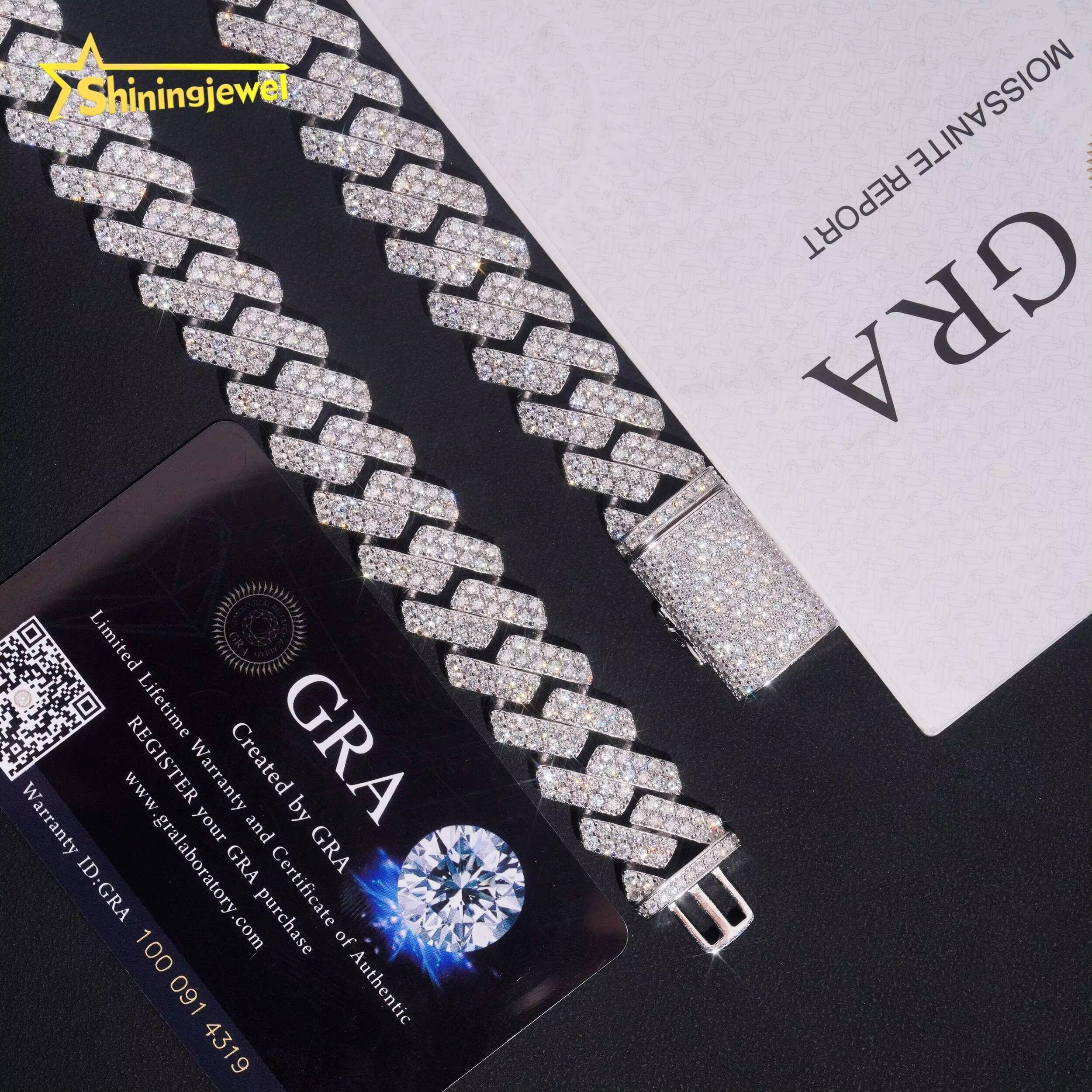 High Quality Low Price 925 Silver Hip Hop 16mm Iced Out GRA Certificate Moissanite Cuban Link Chain