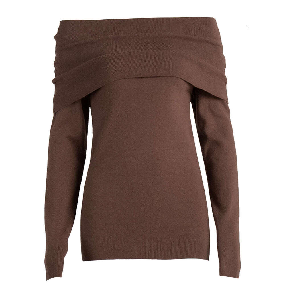 Women's Sweater Autumn Winter Long Sleeve Knitted Base Shirt Off-Shoulder Sexy Slim Fit Top B5