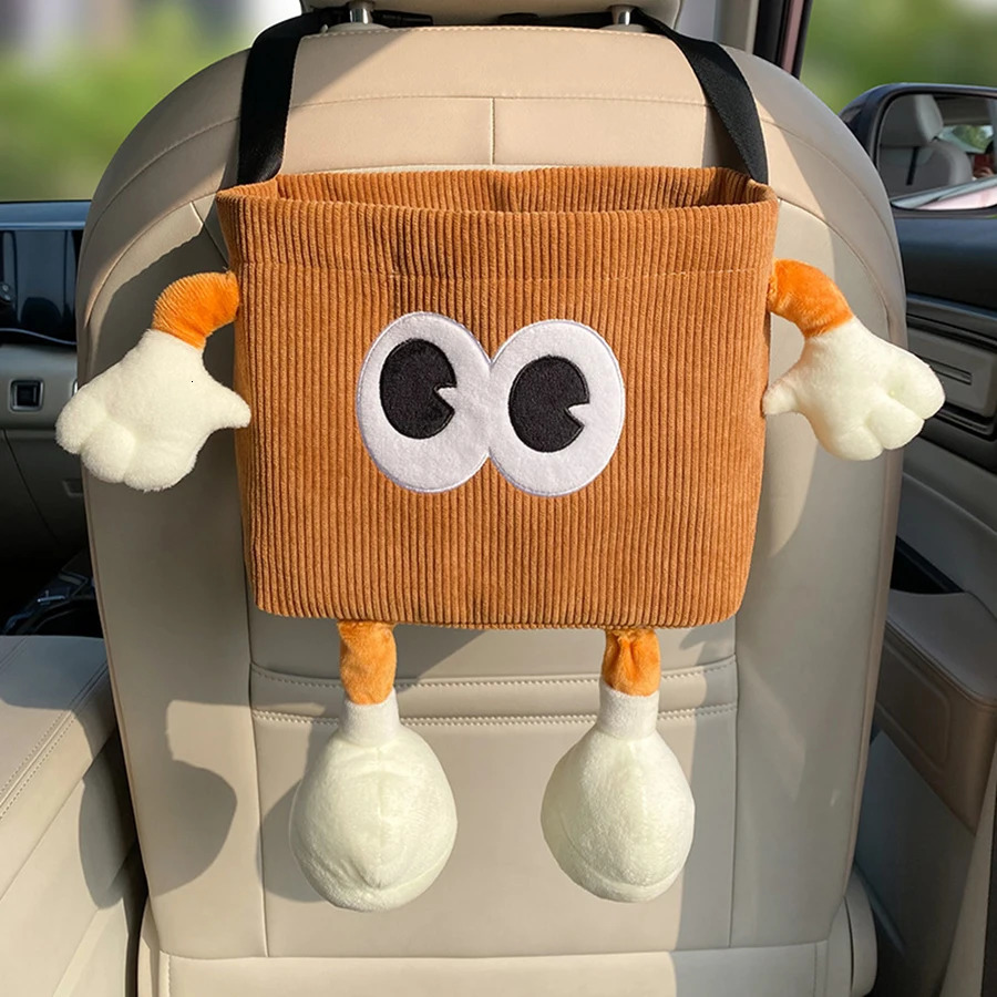 Car Trash Can Tissue Box Cartoon 2-in-1 Car Umbrella Storage Bin Auto Seat Back Hanging Storage Bag Backseat Cup Holder 250715