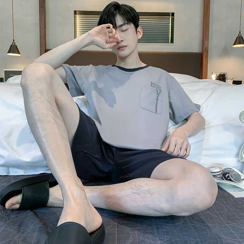 100% Cotton Mens Pajamas Set Plus Size 4XL Cotton Summer Short-sleeved Pajamas Casual Style Pijamas Mens Homewear Men Loungewear W250717