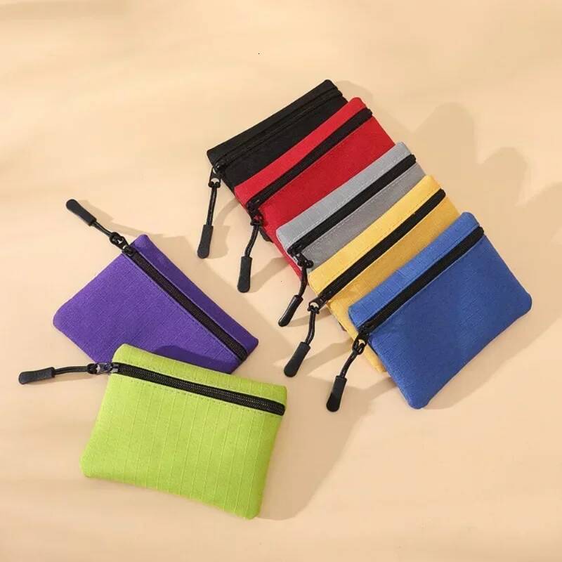 Canvas Simple Zipper Kid Storage Pouch Money Pocket Solid Color Coin Key Bag Women Men Cute Wallet Mini Purse