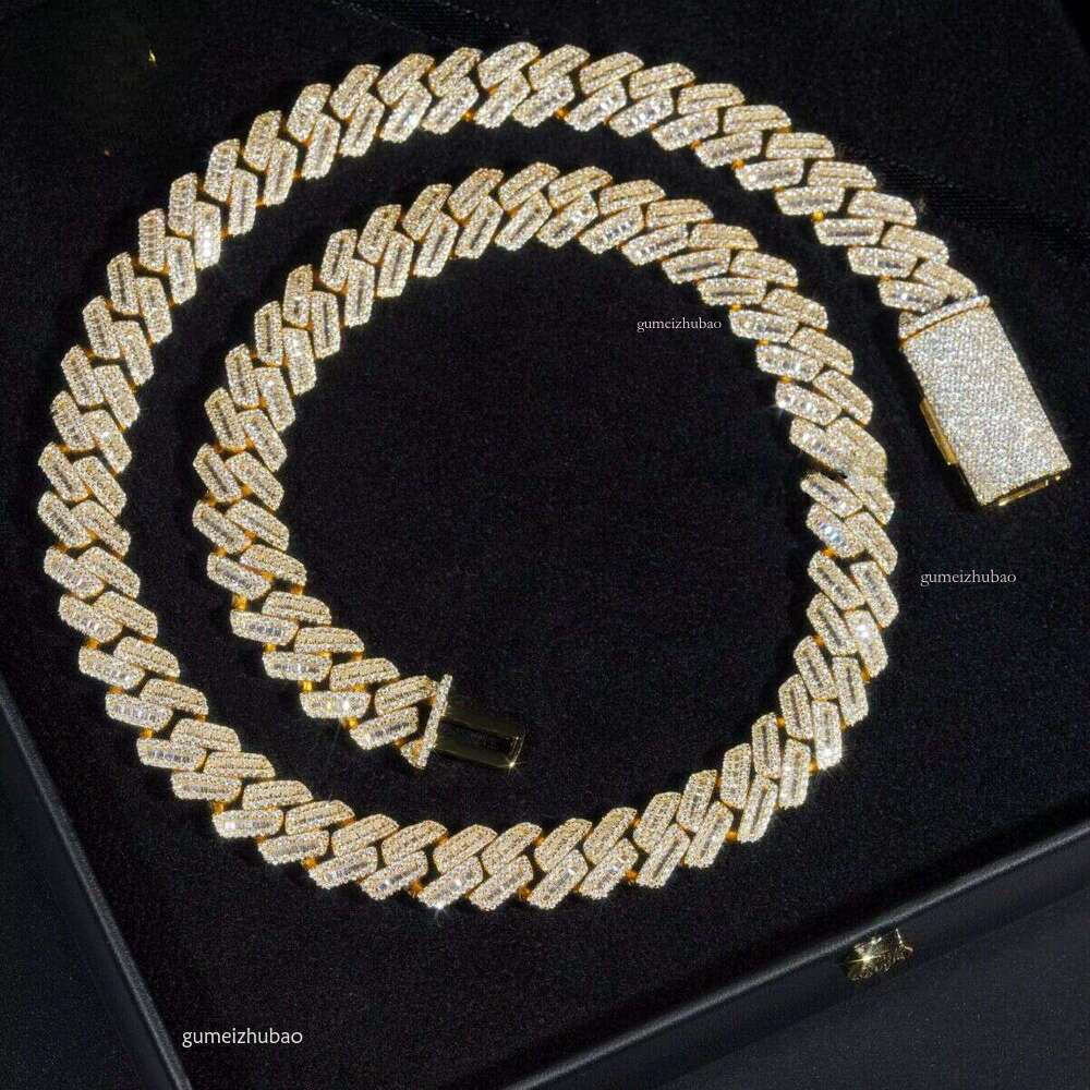 Hip-Hop New Style Iced Sier 12mm Wide Long Stick Motorcycle Gold-Plated Cuban Chain jewelry bracelet necklace