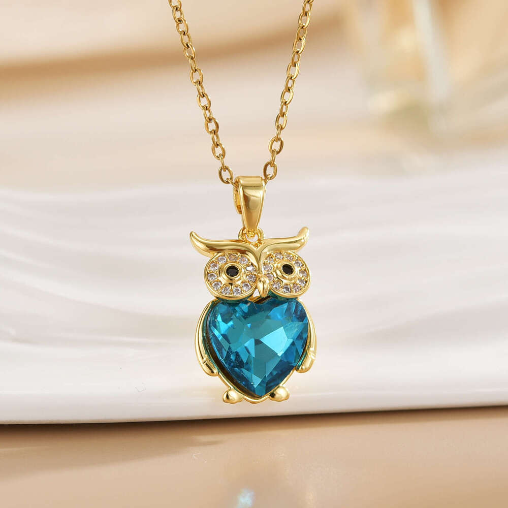Necklace For Women Simple Creative Crystal Owl Pendant Jewelry Niche Design 8F4