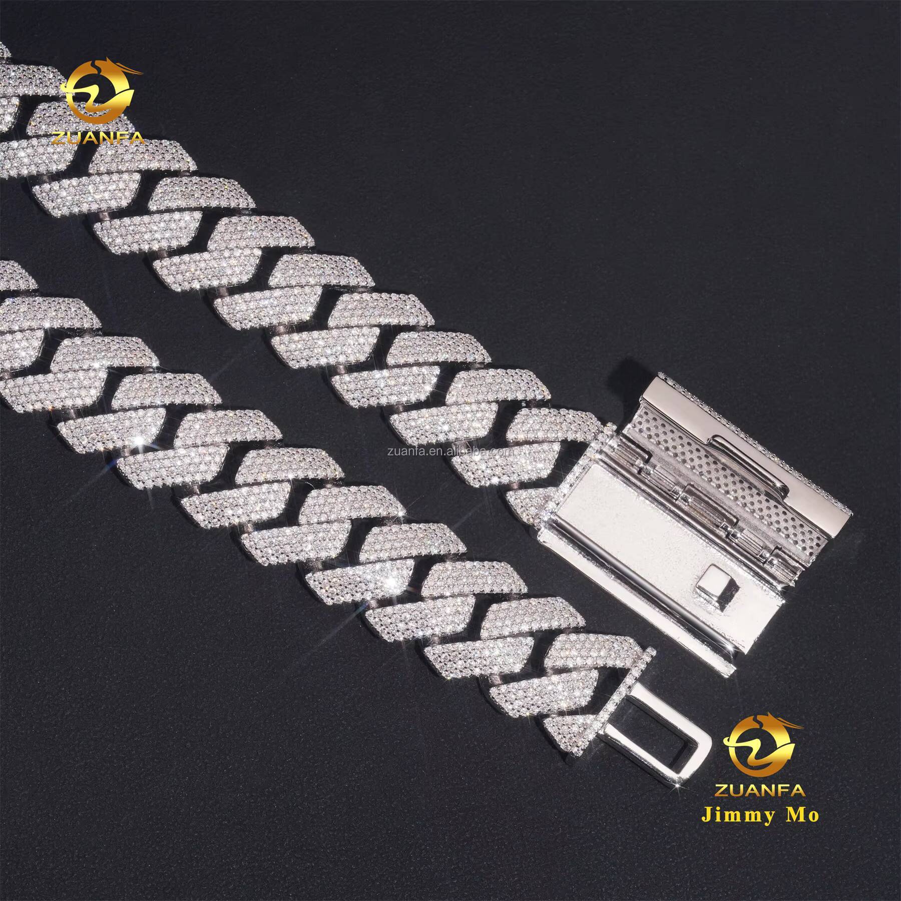 Customized Rapper High End Heavy 925 Solid Silver 20mm Big Guy 4Rows Iced Out Hip Hop VVS1 Moissanite Diamond Miami Cuban Link