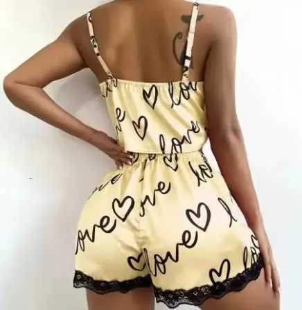 2 Pieces Set WomenS Pajama Shorts Suit Homewear Print Underwear Sexy Pajamas Lingerie Camisoles Tanks Nighty Ladies Sleepwear W250717