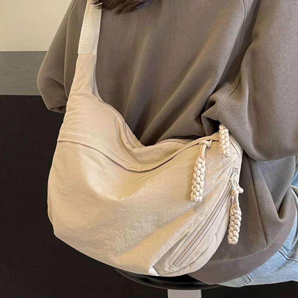 New Canvas Crossbody Bags Large Capacity Korean Simplified Shoulder Lightweight Solid Color Dumpling Bag Travel
