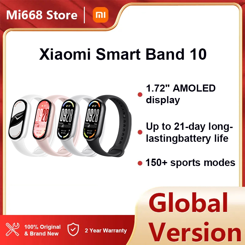 Global Version Xiaomi Smart Band 10 Fitness-Tracker,Smartwatch,1,72" AMOLED Display, Up to 21-Day Long-Lasting Battery Life and 150+ Sports Modes