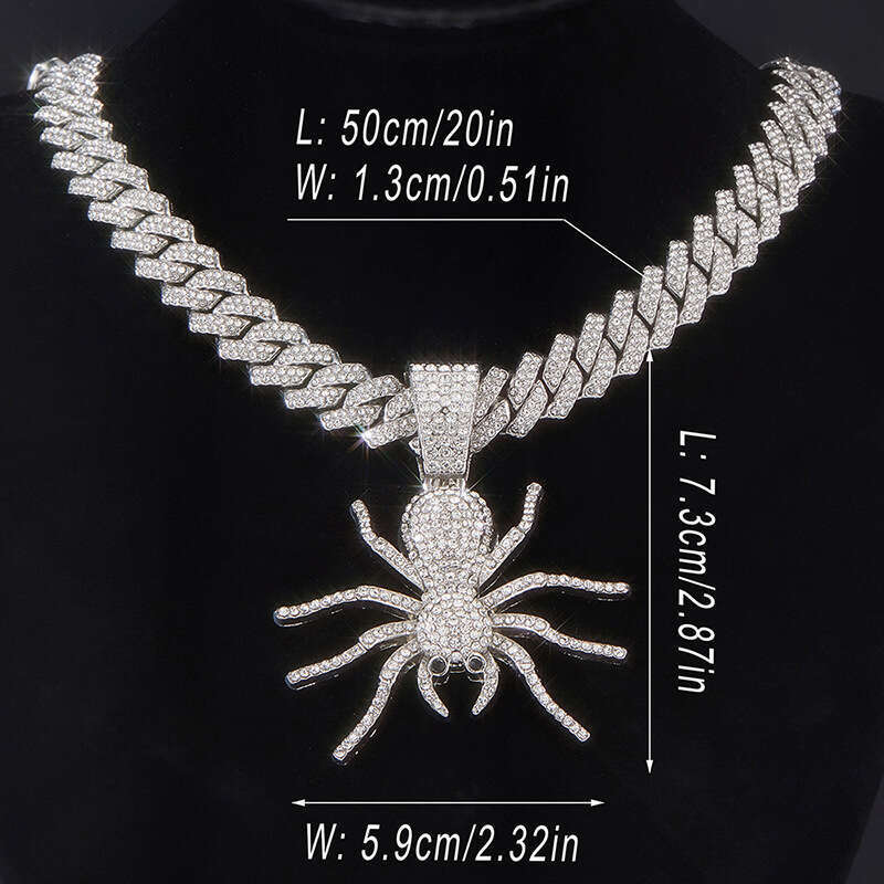 Full Dia Spider Pendant Hip-Hop Style Creative Versatile Unisex Alloy Necklace