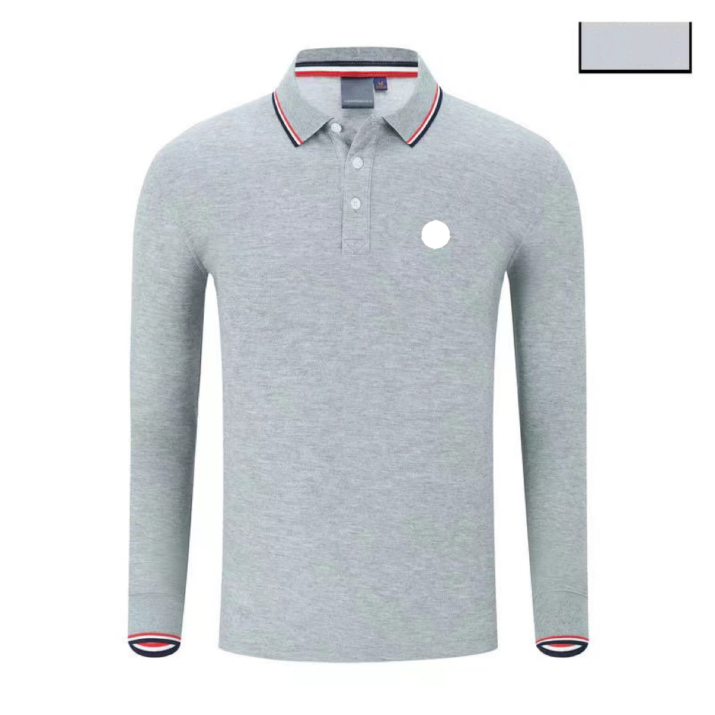 Elegant and business casual men's long-sleeved polo shirts, long-sleeved T-shirts with lapels, fashionable luxury cotton men's tops. Asian sizes M-5XL