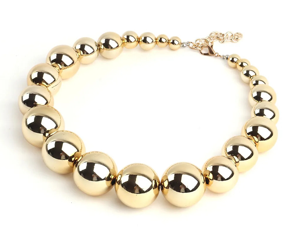 FishSheep Statement Gold Color Big Ball Choker Necklace For Women Punk Big Acrylic CCB Beads Pendants Necklaces Jewelry 250716