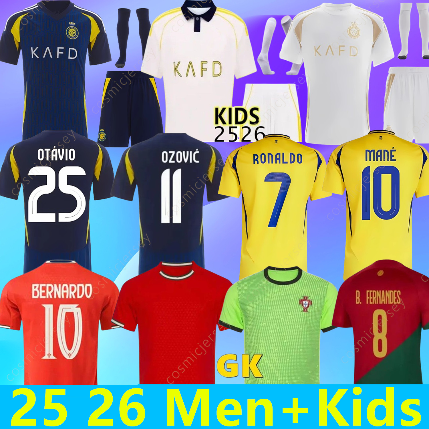 2025 2026 Portuguese ronaldo football shirts Sportswear Al Nassr FC Soccer Jerseys B.FERNANDES JOAO FeLIX MANE 24 25 26 Riyadh Men kit Portugal Child Shirt Kits Player