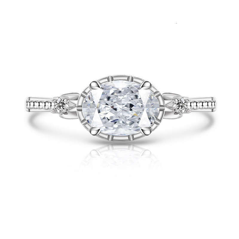 Pigeon Egg Color Treasure Ice Flower Cut Ring Fashion Simple Sparkling Transparent High Carbon Diamond Live Streaming b61