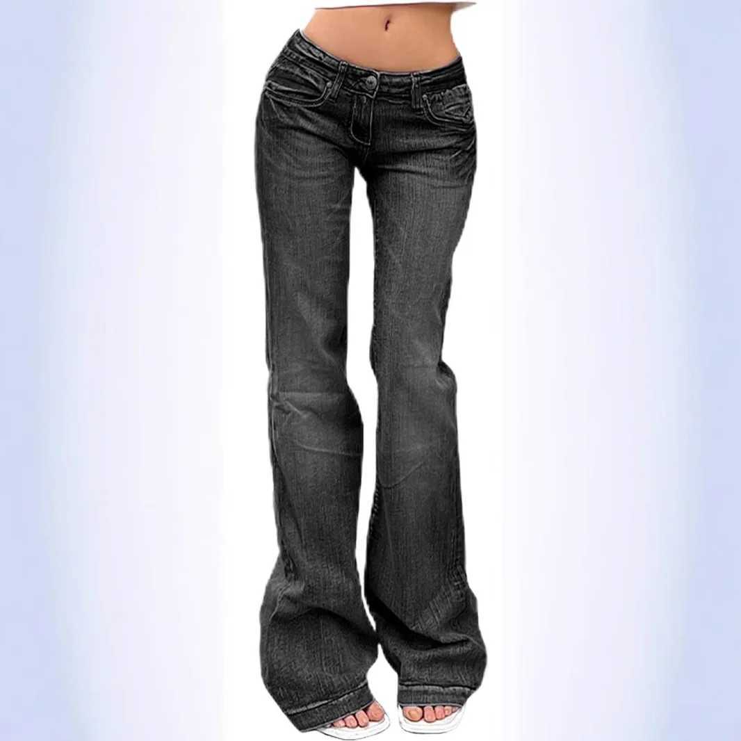 2025 New Temperament Fashion Casual Womens Denim Flare Leg Jeans 90s Low Rise Vintage Pants Club Street Style Hot Sale S M L R250716