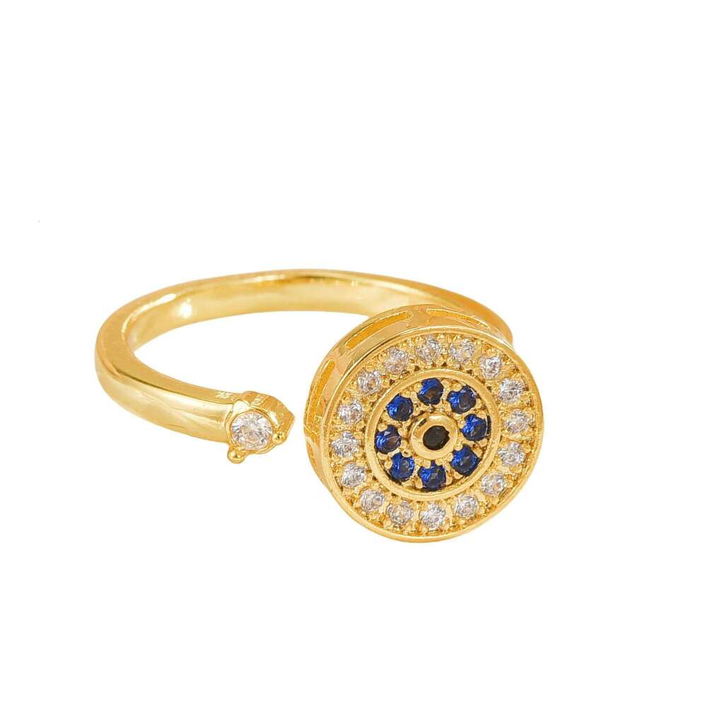 Hot Selling Rotating For Women Micro Paved Zircon Elegant Versatile Fashion Light Luxury Copper Gold Plated Ring 641