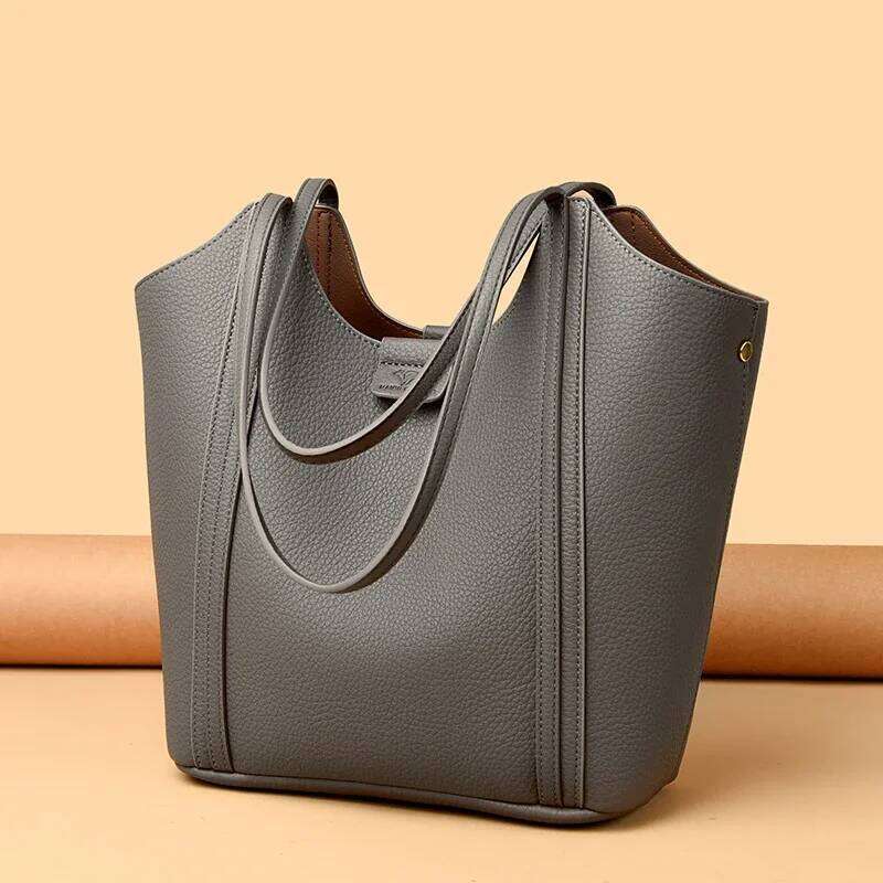 Elegant Women's Handbag Quality Leather Top-Handle Ladies Solid Color Shoulder Crossbody Bag Casual Tote Purse Messenger Sac