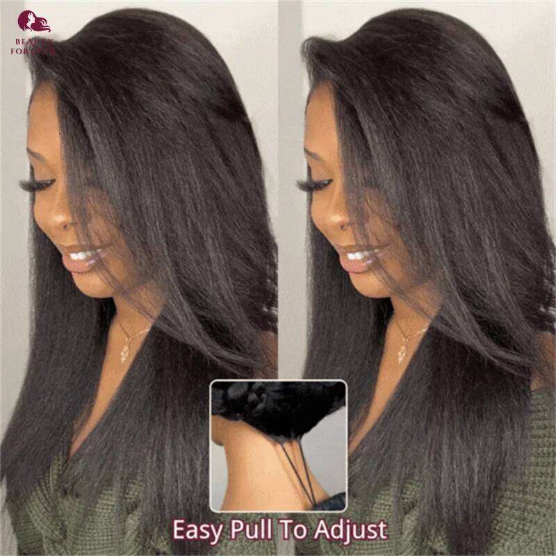 Beautyforever NEW Elastic Drawstring Human Yaki Straight 7x5 Bye Knots Wear and Go Glueless Wig Raw Hair