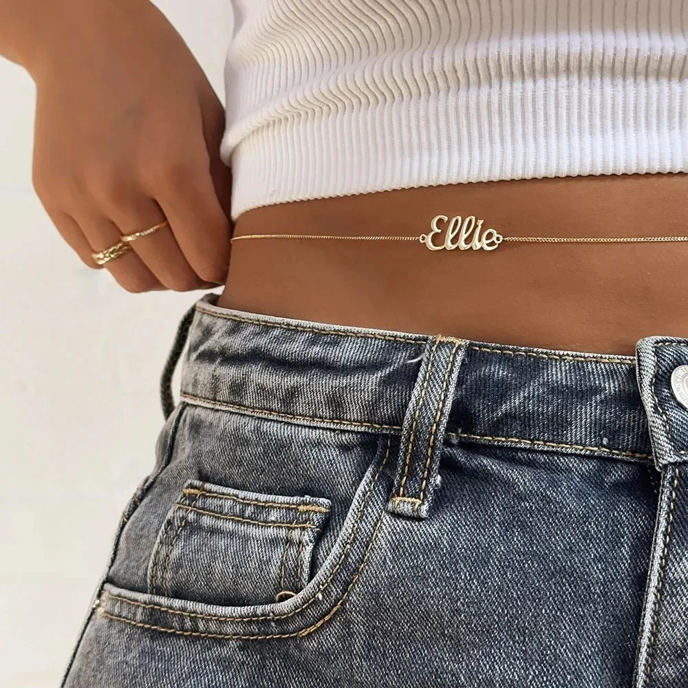 Customized Womens Stainless Steel Name Waist Chain Belly Chain Sexy Waist Circumference Sexy Personality Body Chain Jewelry 250716
