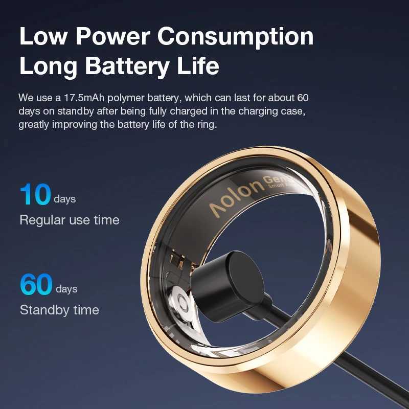Aolon Gen3 Smart Ring Men Women Military Grade Titanium Steel Shell Health Monitoring IP68 3ATM Waterproof Multi-sport Modes W250717