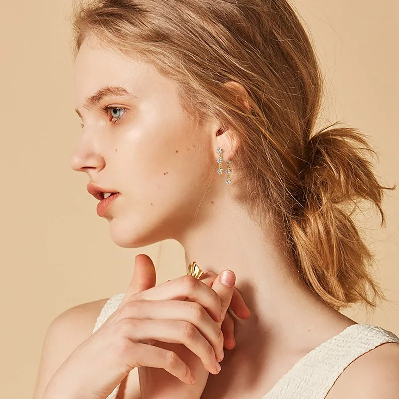 Lnngy m Drop Earrings 925 Sterling Silver Tassel Chain Earring For Women Girls Wedding Party Charms Jewelry Gift 250716