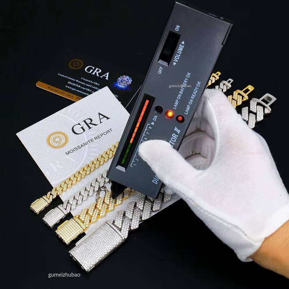 Designer necklaceFactory 8-20mm Gold Plated Sterling Sier Miami Iced Out Vvs Dia Moissanite Cuban Link Chain Bracelet for Men