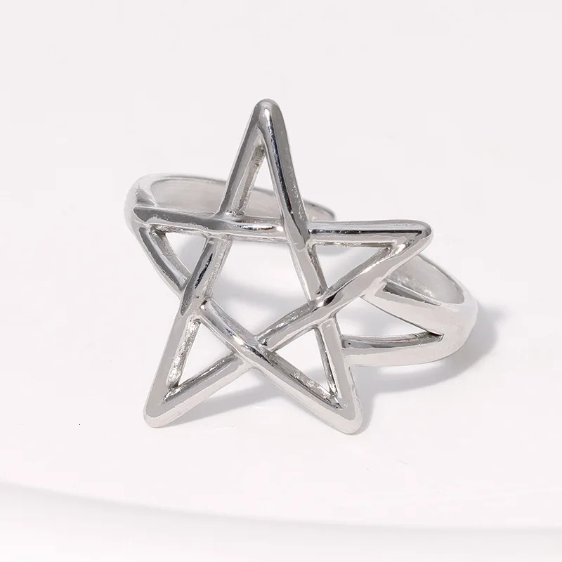 20pcs/lot Vintage Stainless Steel Gold Silver Color Star Open Adjustable Ring for Women Men Fashion Jewelry Gift Wholesale 250716