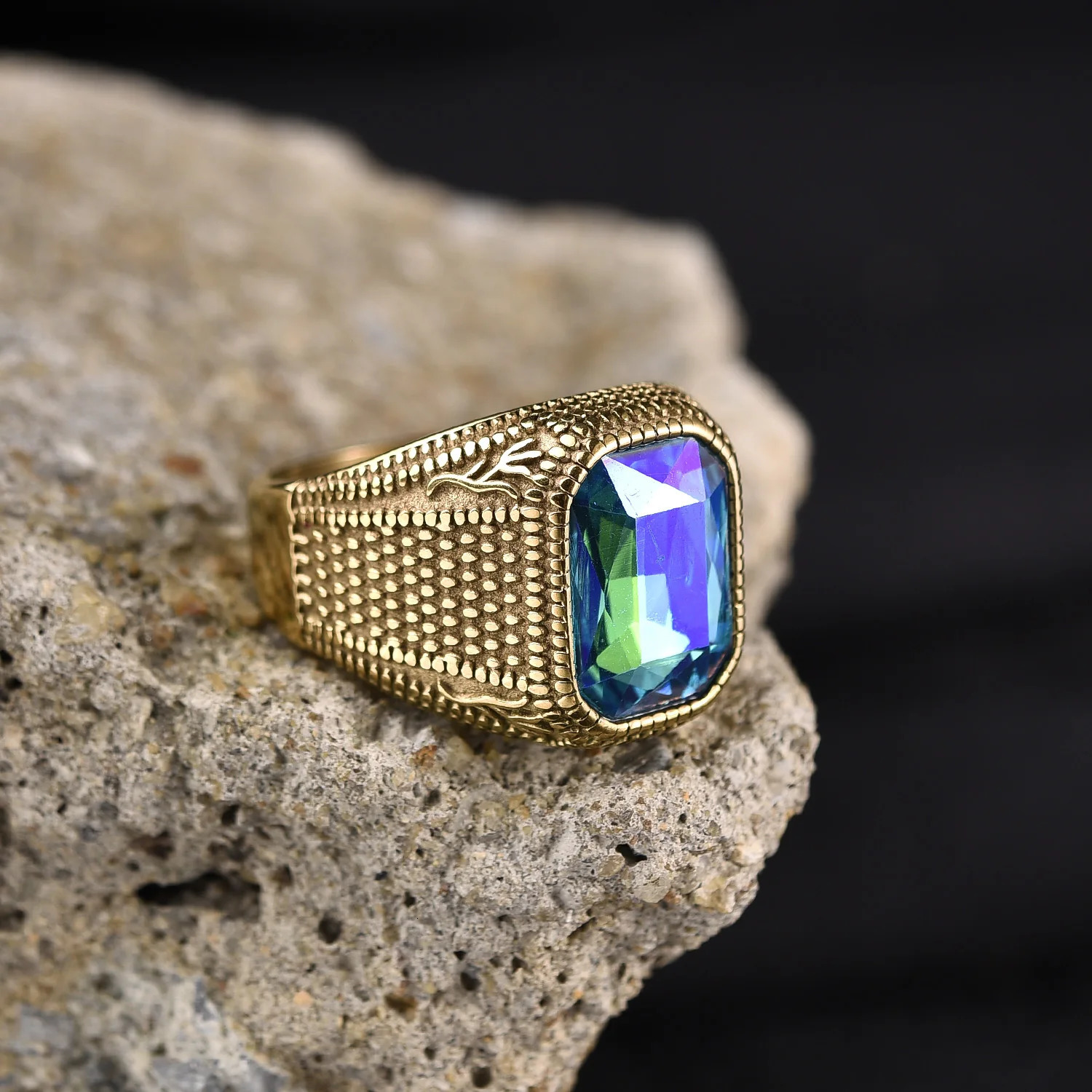 Mens/Women High Quality 316LStainless Steel Multiple Color Gemstone Styles Onyx Rings Classic Fashion Trend Jewelry 250716