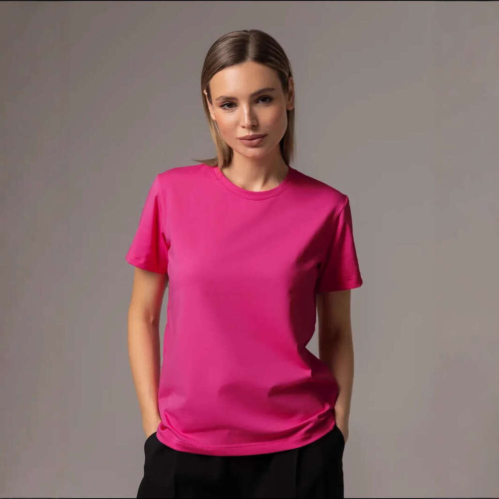 Spring Summer New Basic Solid Color T-Shirt Women Regular Shoulder Slim Fit Versatile Short Sleeve Top B5