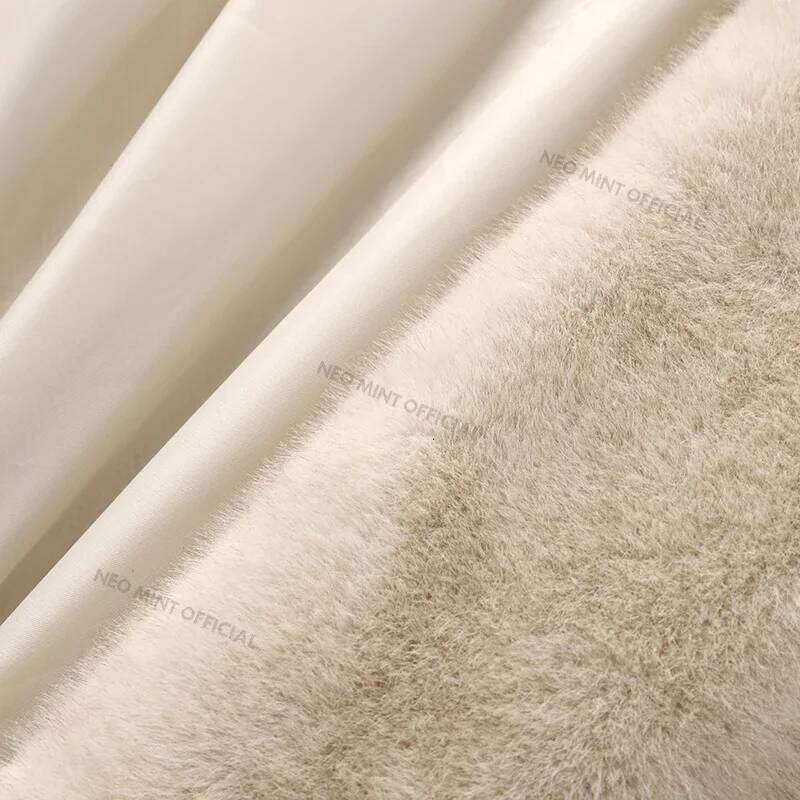 Designer Clothing Neo Mint Belted Faux Mink Coat Women 2024 Winter Beige Gradient Furry Fur Jacket Brand Hooded Warm Outerwear Overcoat Fashion