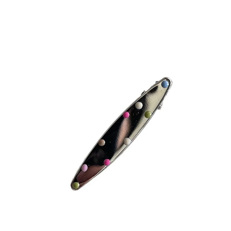 Colorful Polka Dot Silver Y2K Hair Side Clips for Women Elegant Metal Duckbill Clip Side Bangs Barrettes Girls Hair Accessories 250716