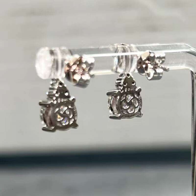Vvs Drop 14k Gold/White Gold 2ct Round Fine Jewelry Moissanite Earrings